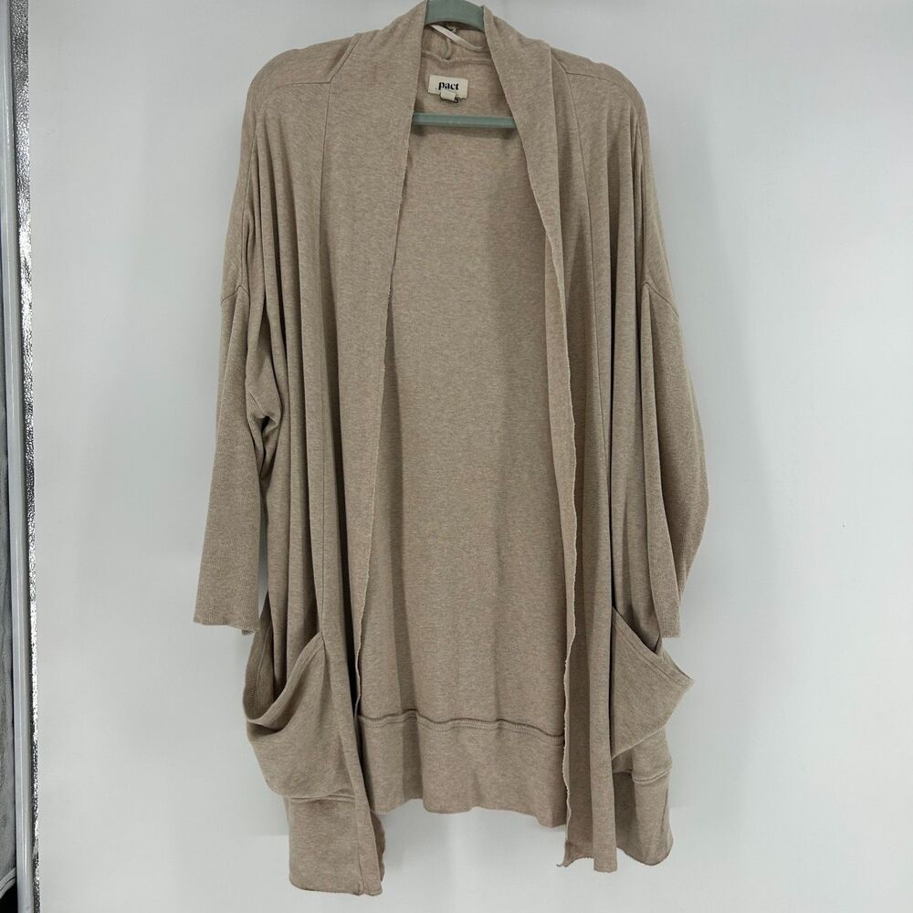 Pact Airplane Cardigan Women's XL/XXL Beige Sustainable Lagenlook Neutral Top